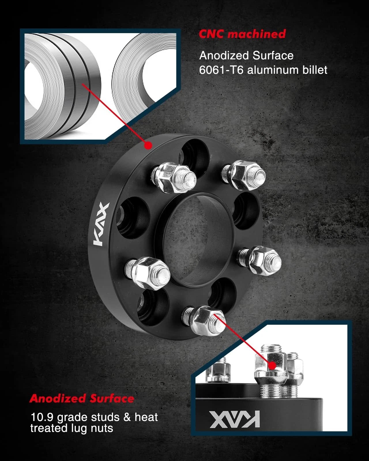 Hubcentric Wheel Spacers for Ford Mustang (2015–2023) 1 in 5x4.5 4x5x4.5
