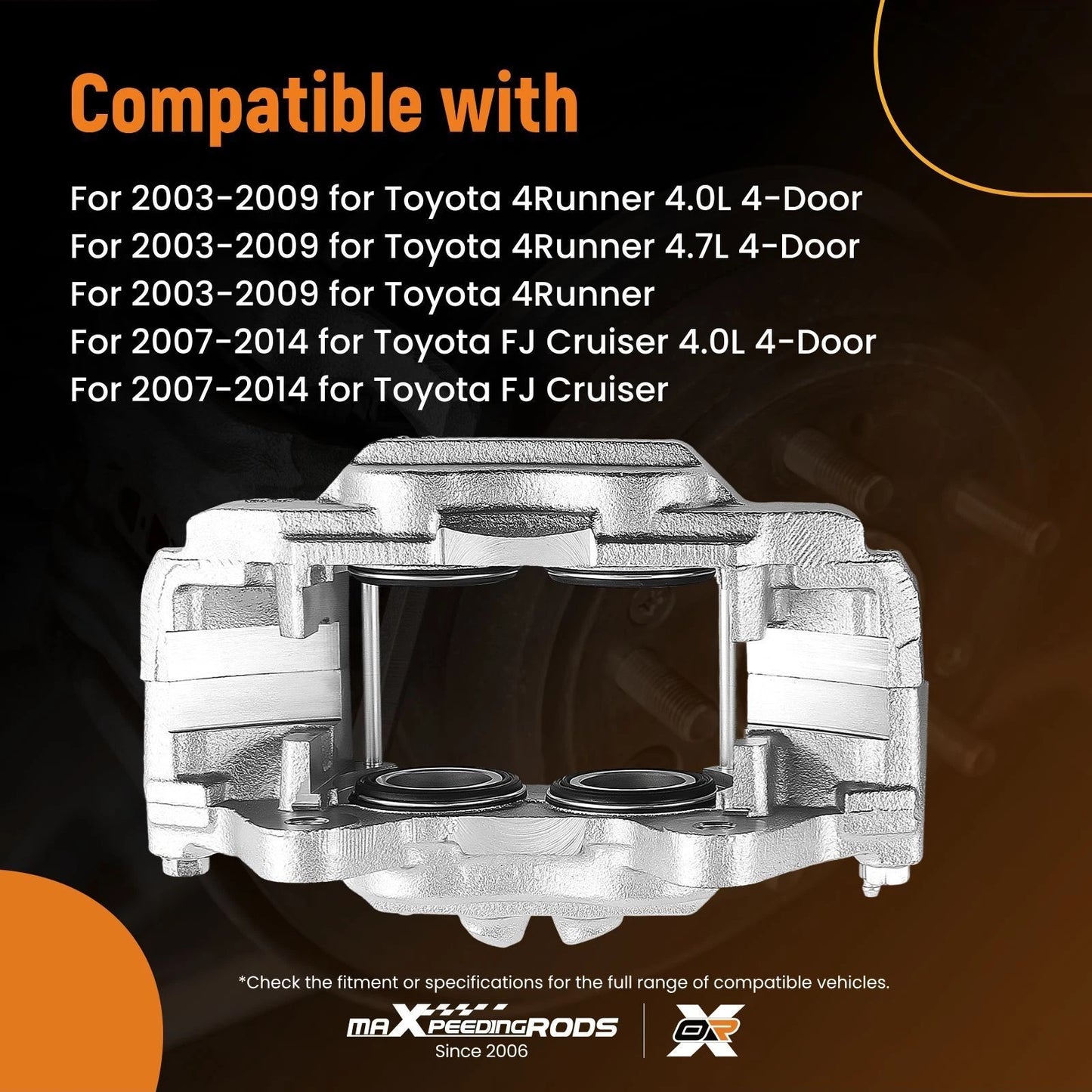 Front Right Brake Caliper for Toyota 4Runner FJ Cruiser Tacoma Tundra (2016–2023)