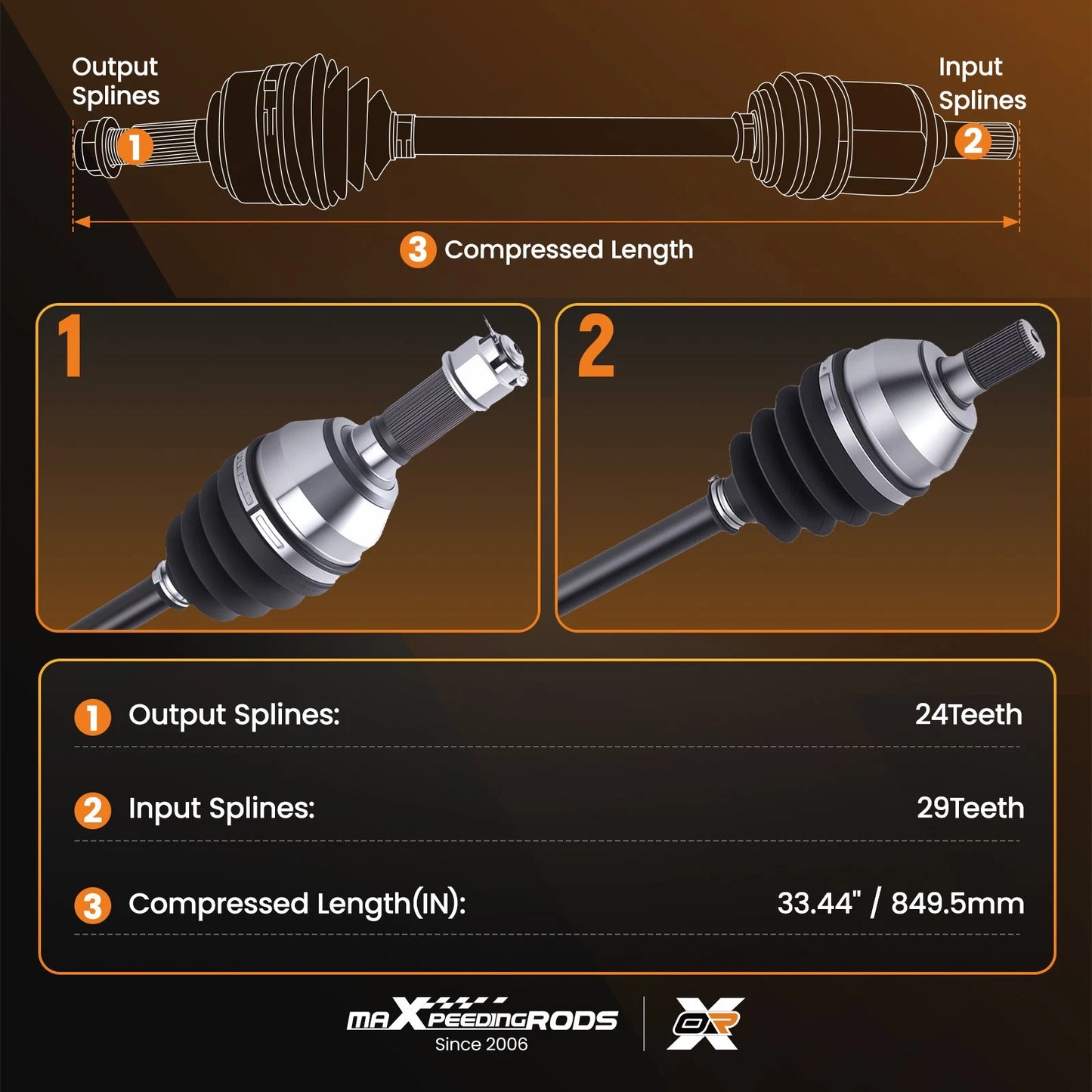 Front CV Axle for Can-Am Maverick X3 72 in Smart-Lok (2020–2025)