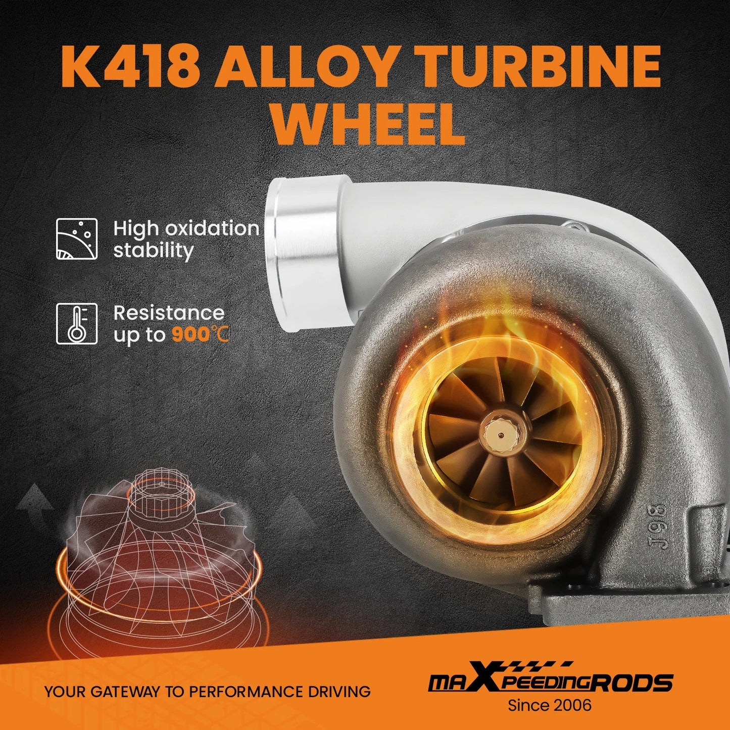 GT45 V-Band Boost Turbocharger for 3.0–6.0L (600+ HP, 98mm) (2001–2008)