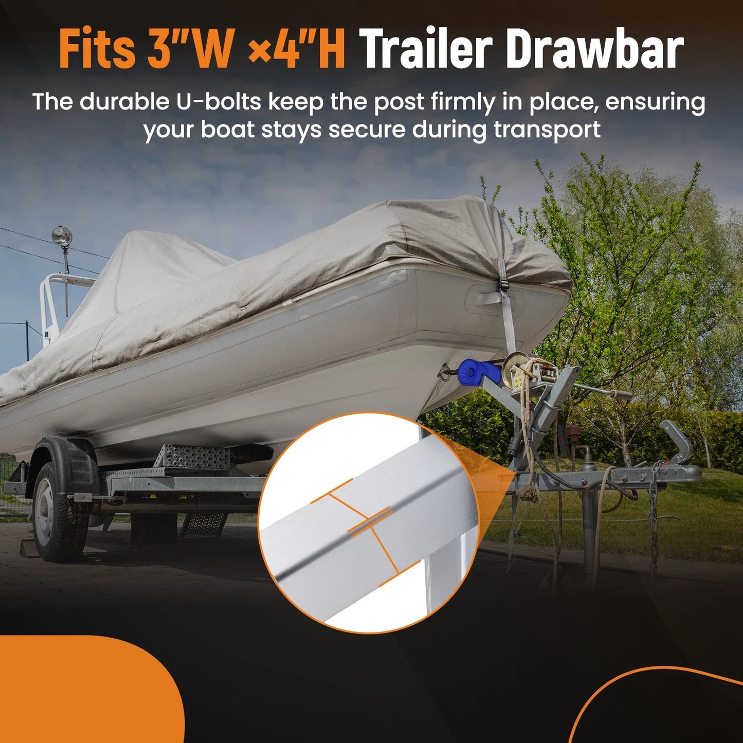 Boat Trailer Winch Stand with Roller for 3" x 4" Frames (2010–2020)