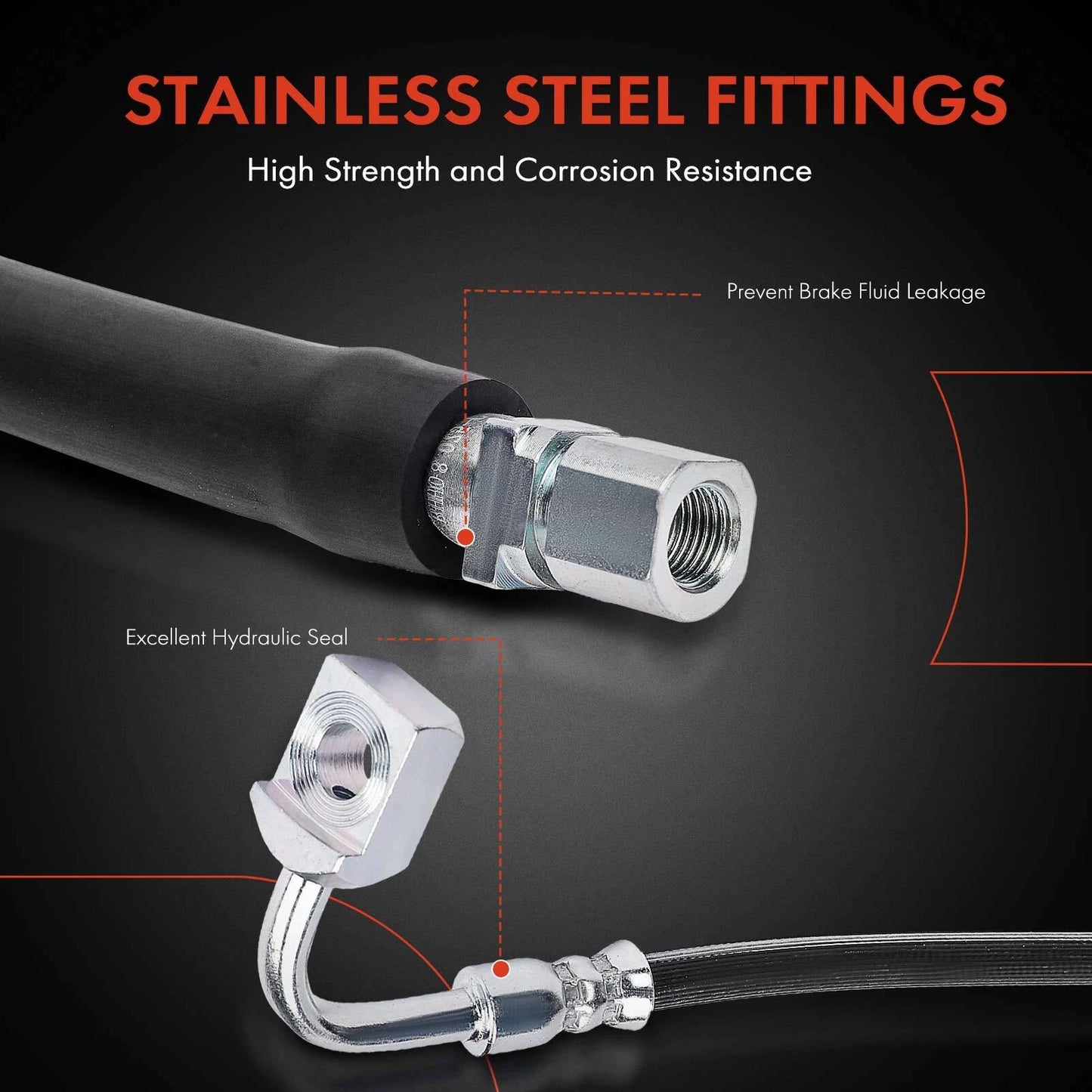 2X Front Brake Hydraulic Hose for Chevrolet Corvette (2015–2019)