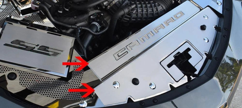 Brushed Front Header Plate with White C Fiber Vinyl for Chevrolet Camaro (2016–2020)