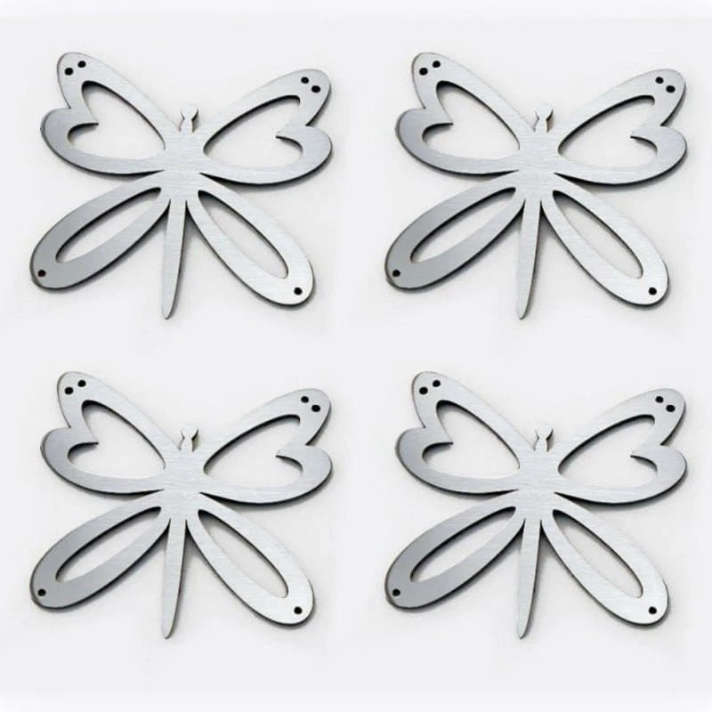 4pc Brushed Stainless Steel Butterfly Emblem Kit - American Car Craft