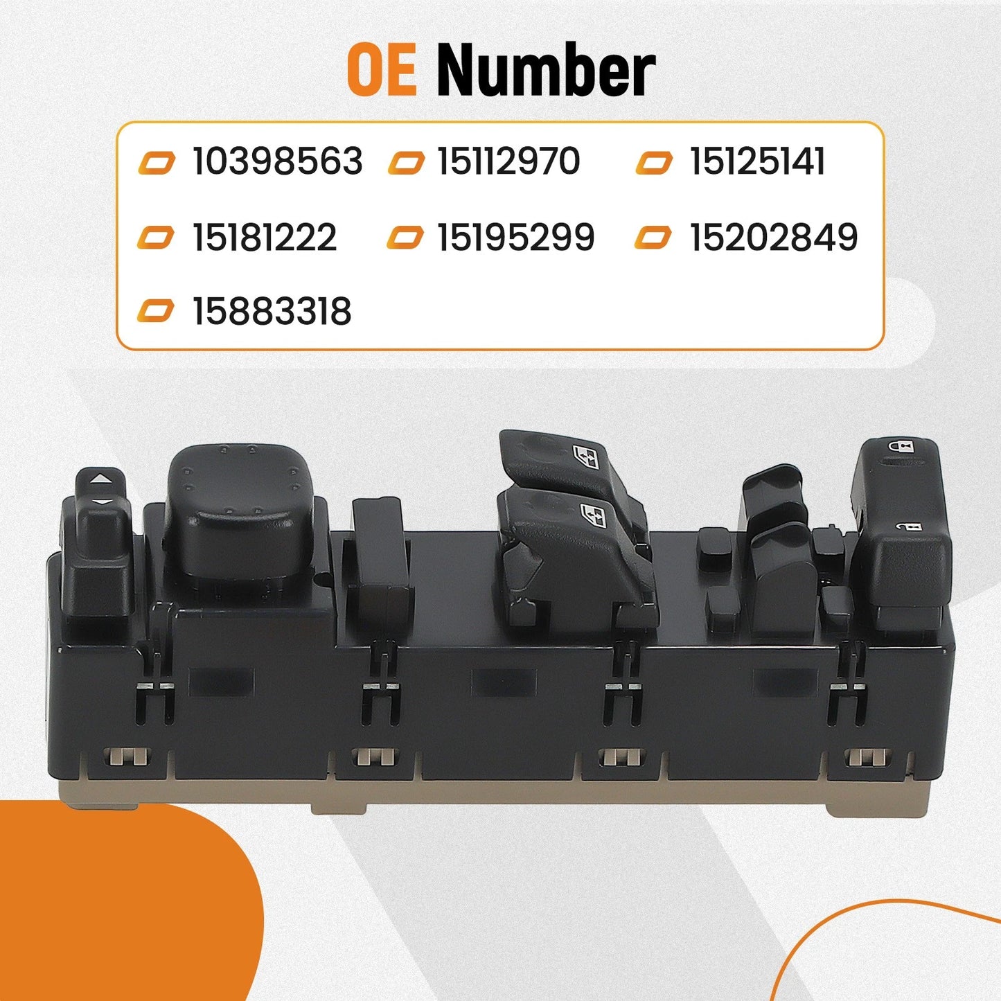 Front LH Master Power Window Switch for Chevrolet Silverado 1500 (2014–2018)