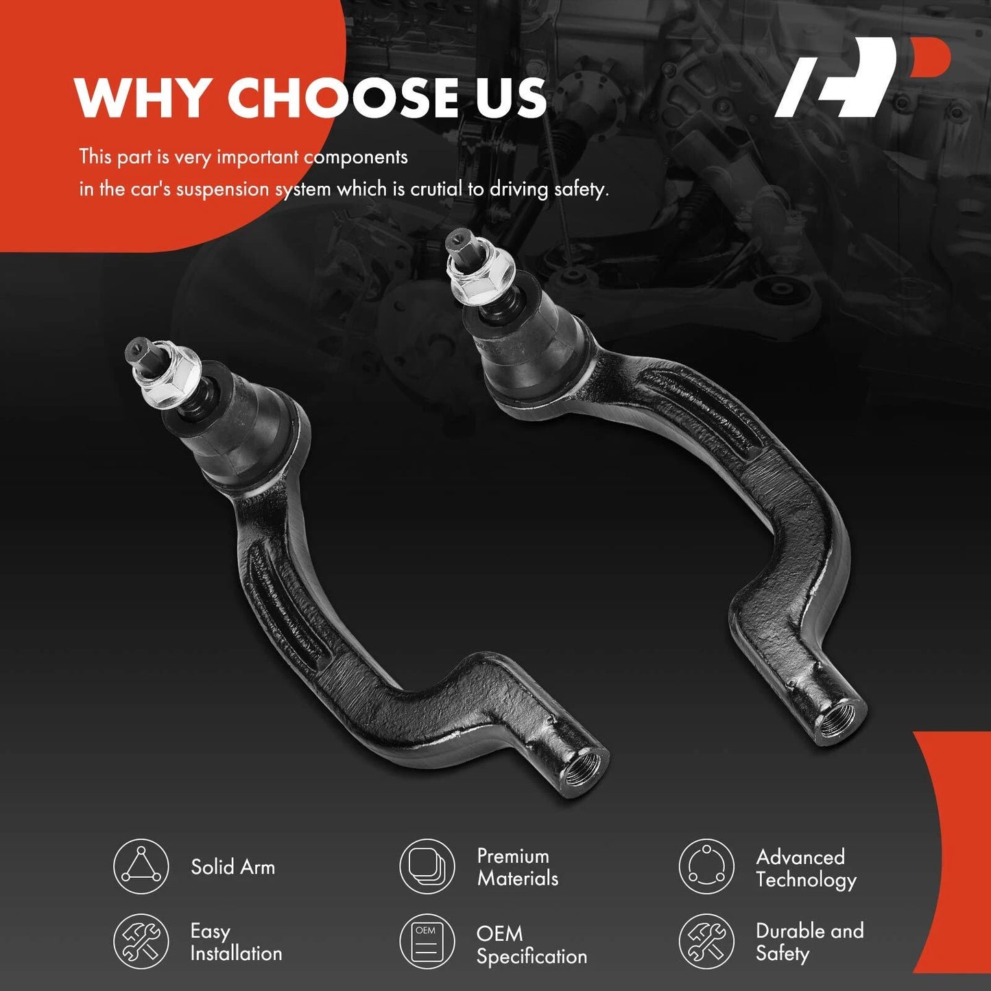 2X Front Outer Tie Rod Ends for Benz CLA250 (2014–2019) INFINITI QX30 (2017–2019)