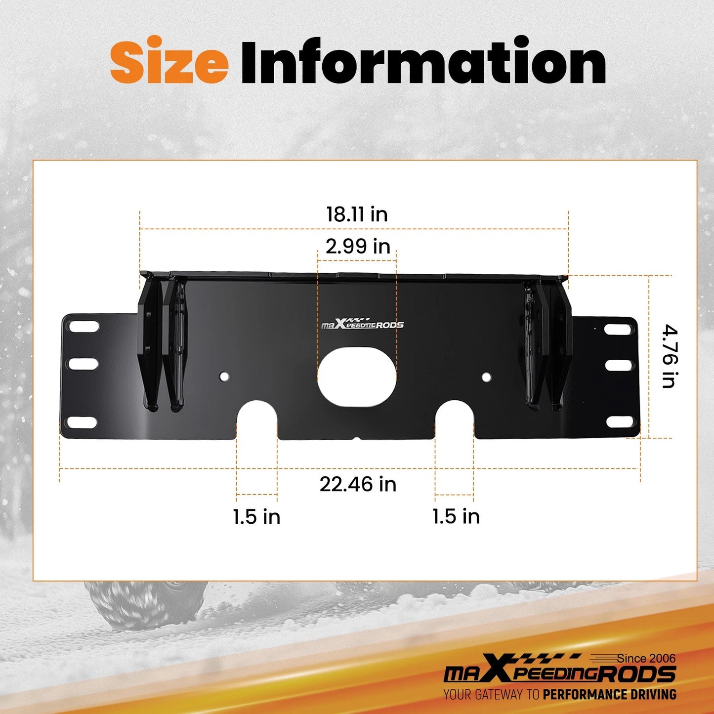 Black Steel Plow Mount for Polaris Sportsman (2006–2024)