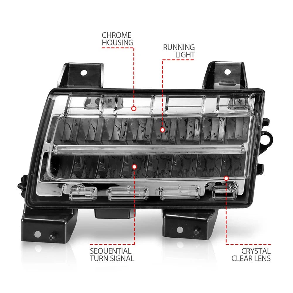 Chrome Clear Lens Side Marker Light Assembly for Jeep Wrangler (2018–2023)