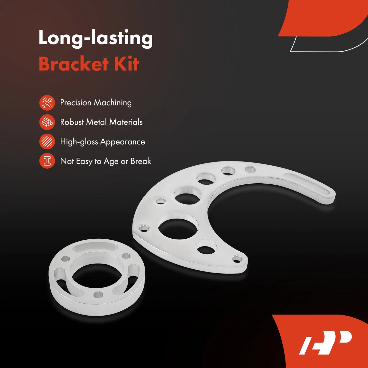 Aluminum Polished Alternator Bracket Kit for Chevy BBC V8 (GEN)