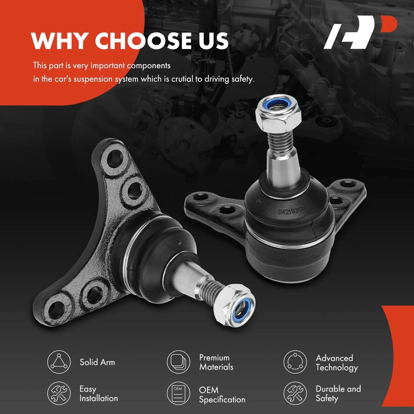 2Pcs Front Upper Suspension Ball Joint for Chevy Colorado GMC Canyon (2004–2012)
