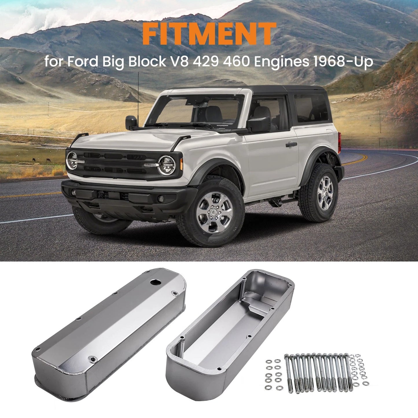 Fabricated Aluminum Tall Valve Covers for Ford Big Block V8 (429-460)