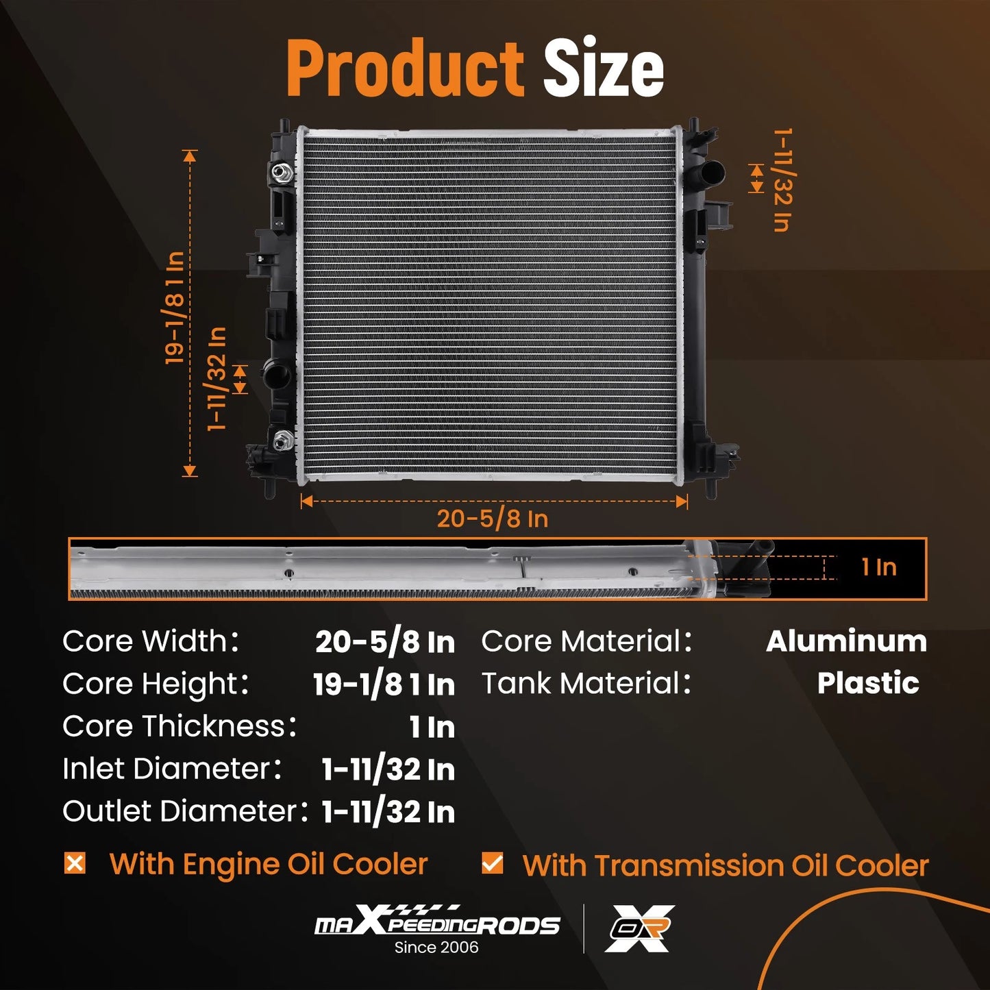 Aluminum Core Radiator for Cadillac ATS CTS (2016–2018) 3.6L AT/MT