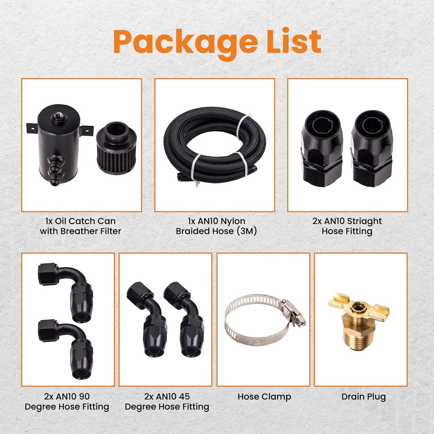 Black Aluminum Baffled Motor Oil Catch Can for Universal (750mL–45°)