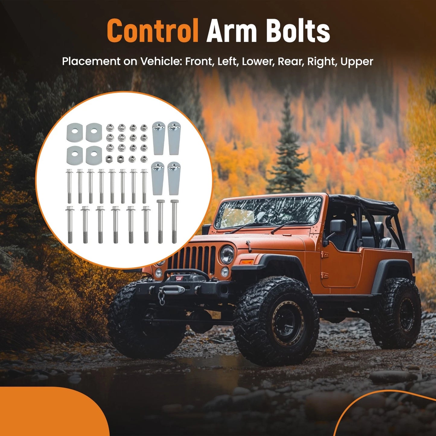 Control Arm Hardware Kit for Jeep Wrangler TJ LJ (1997–2006) Zinc Plated