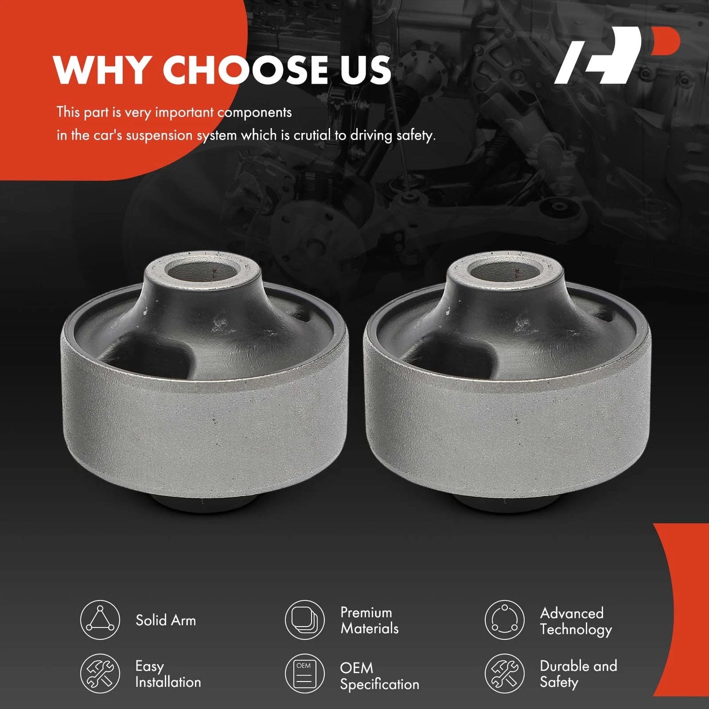 2X Front Lower Rearward Control Arm Bushing for Chevy Cobalt (2005–2010)
