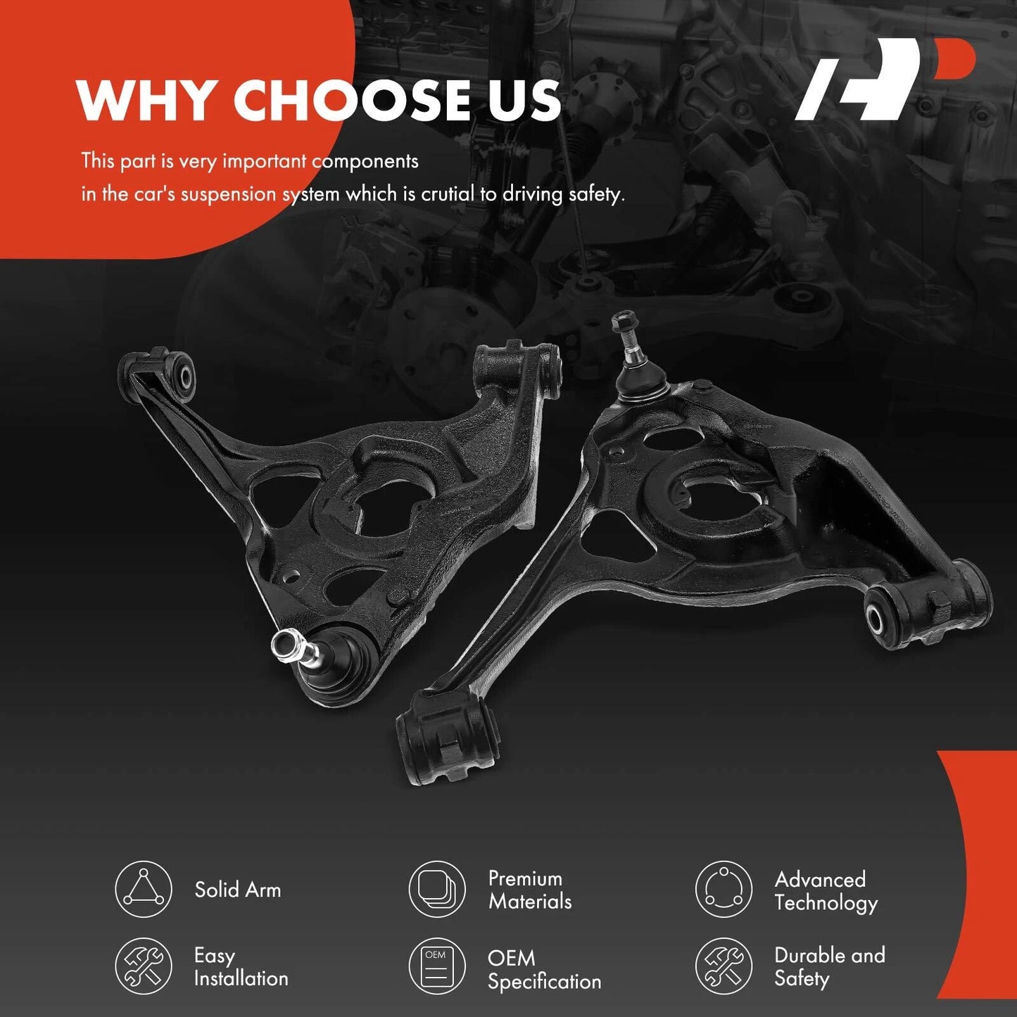 2X Control Arm and Ball Joint Front Lower for Chevy Express GMC Savana (2003–2023)