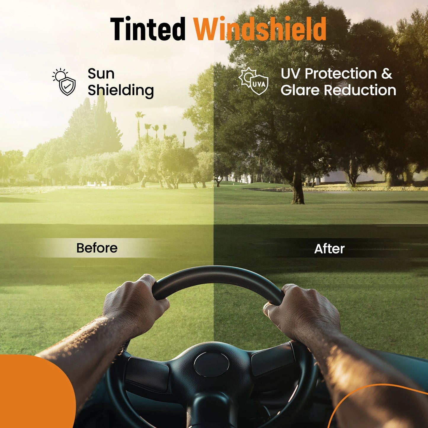 Front Windshield for EZGO TXT Medalist (1994–2014) Tinted Foldable