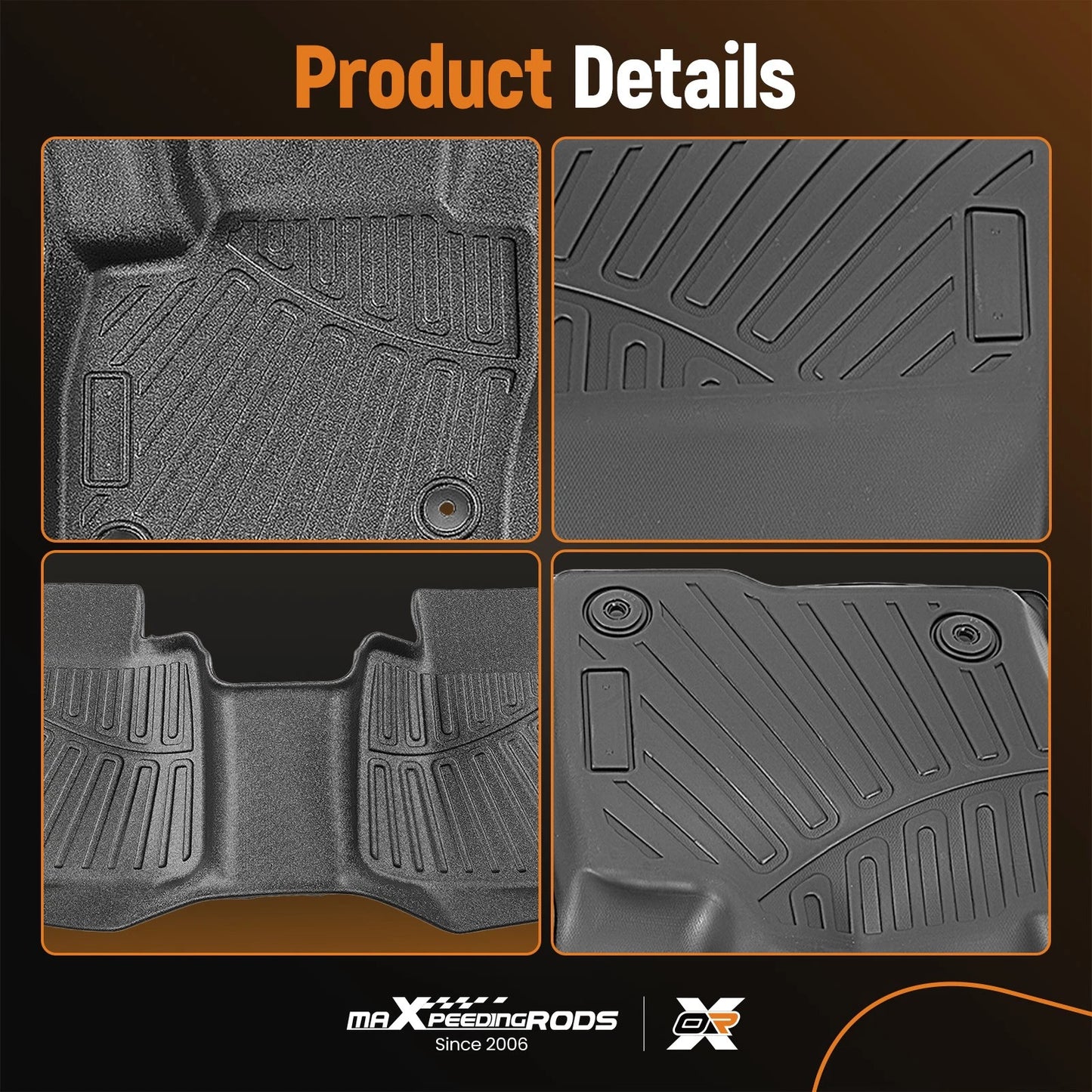 All-Weather Floor Mats Liners for Ford Edge (2015–2024) Unique Black TPE