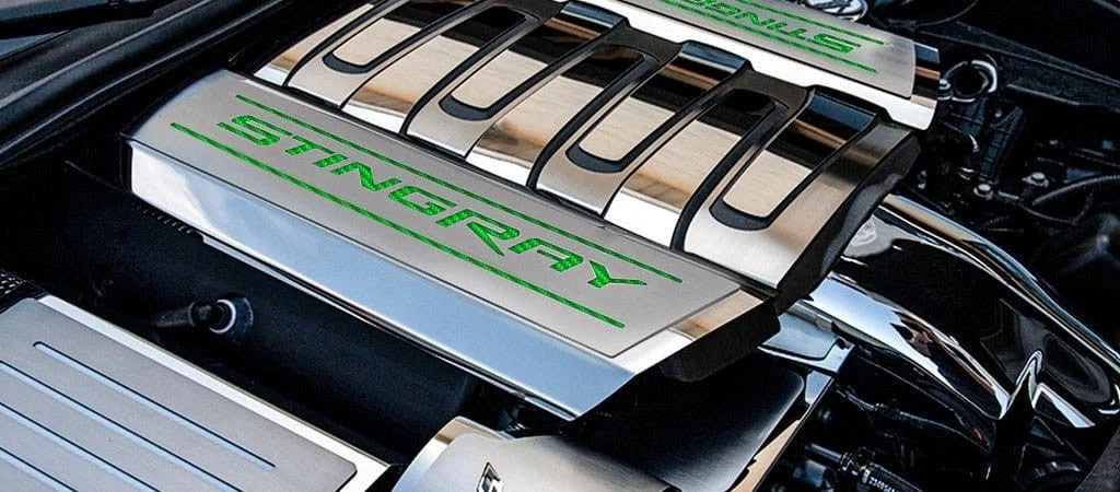 Fuel Rail Covers Green Carbon Fiber Vinyl Stingray Inlay for 2014-2019 Corvette