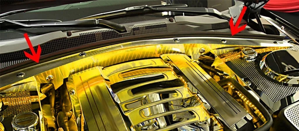 Brushed Stainless Steel Wiper Cowl Trim w/Yellow LED for 2016-2020 Chevy Camaro