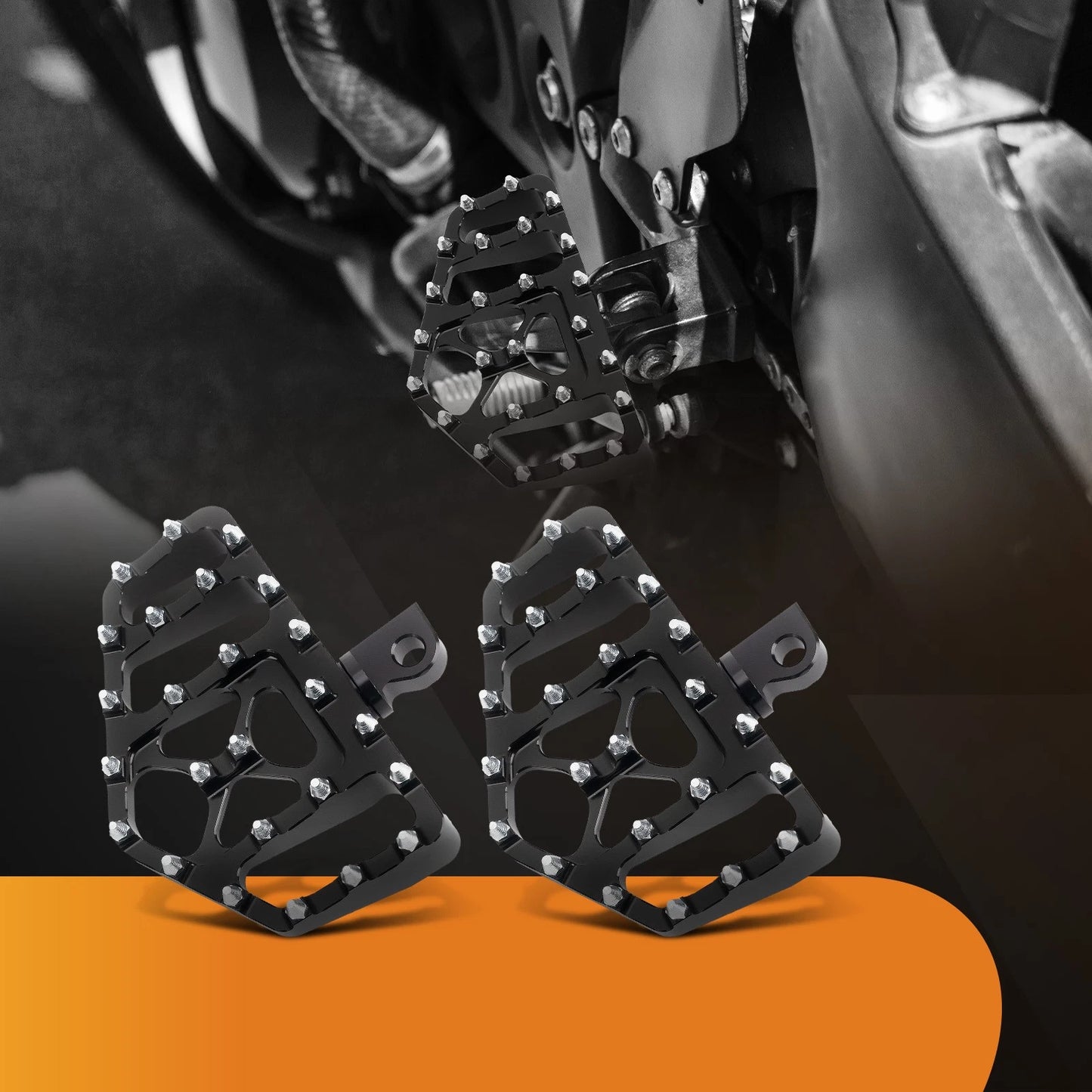 Black MX Style Wide Foot Pegs for Harley Dyna Softail Wide Glide (2011–2024)