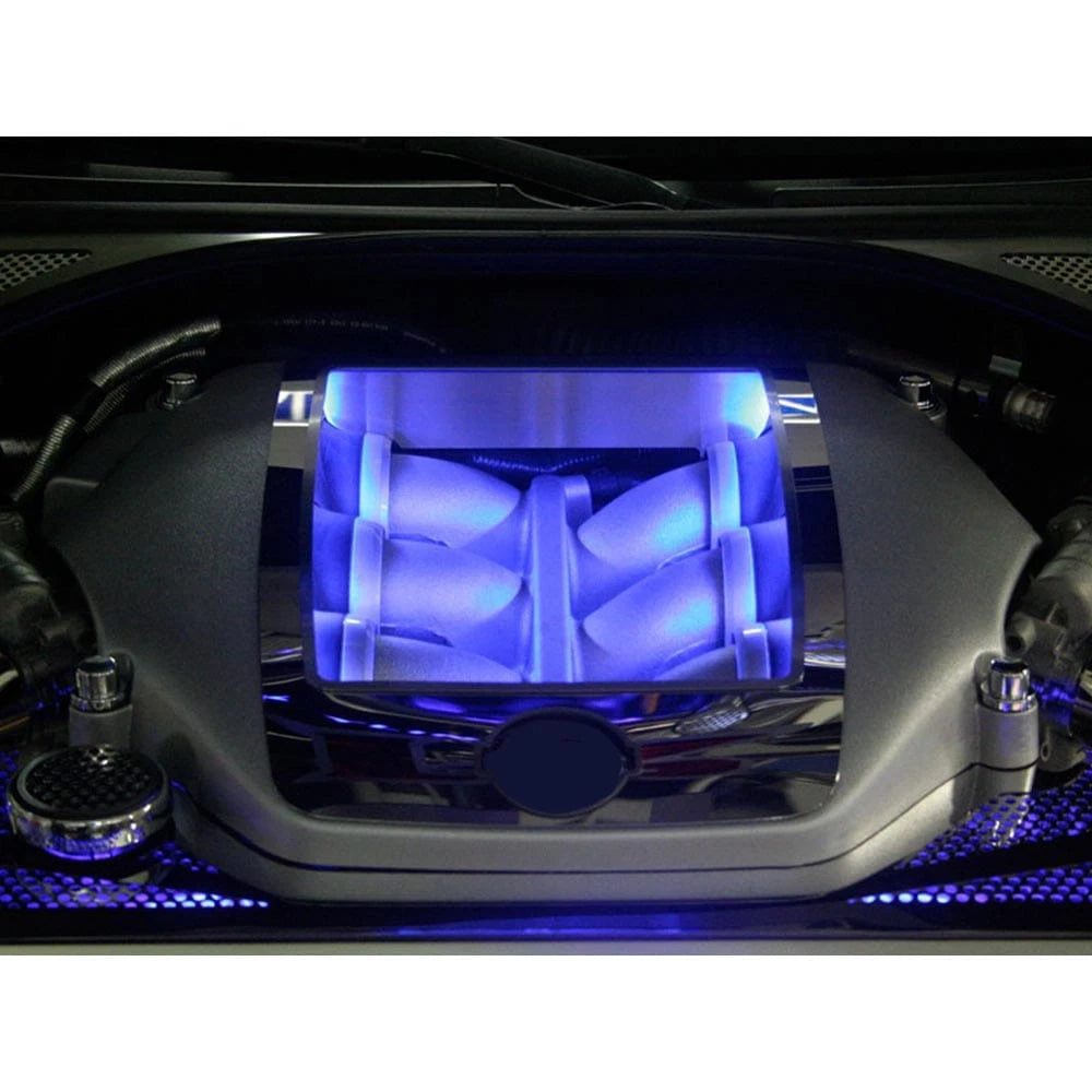 Engine Shroud Cover Kit Stainless Steel with Blue LED for Nissan GT-R (2009–2010)