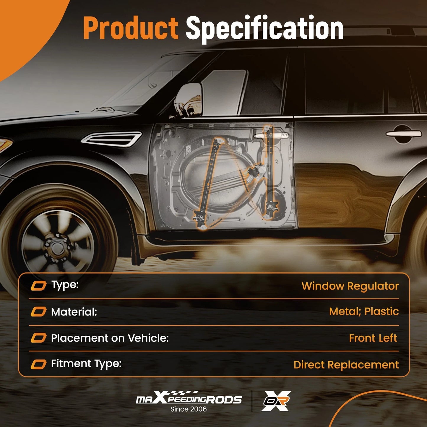 Electric Window Regulator with Motor for Land Rover Range Rover (2013–2019)