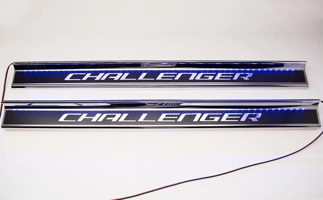 Carbon Fiber Door Sill with Blue LED for Dodge Challenger (2008–2019)