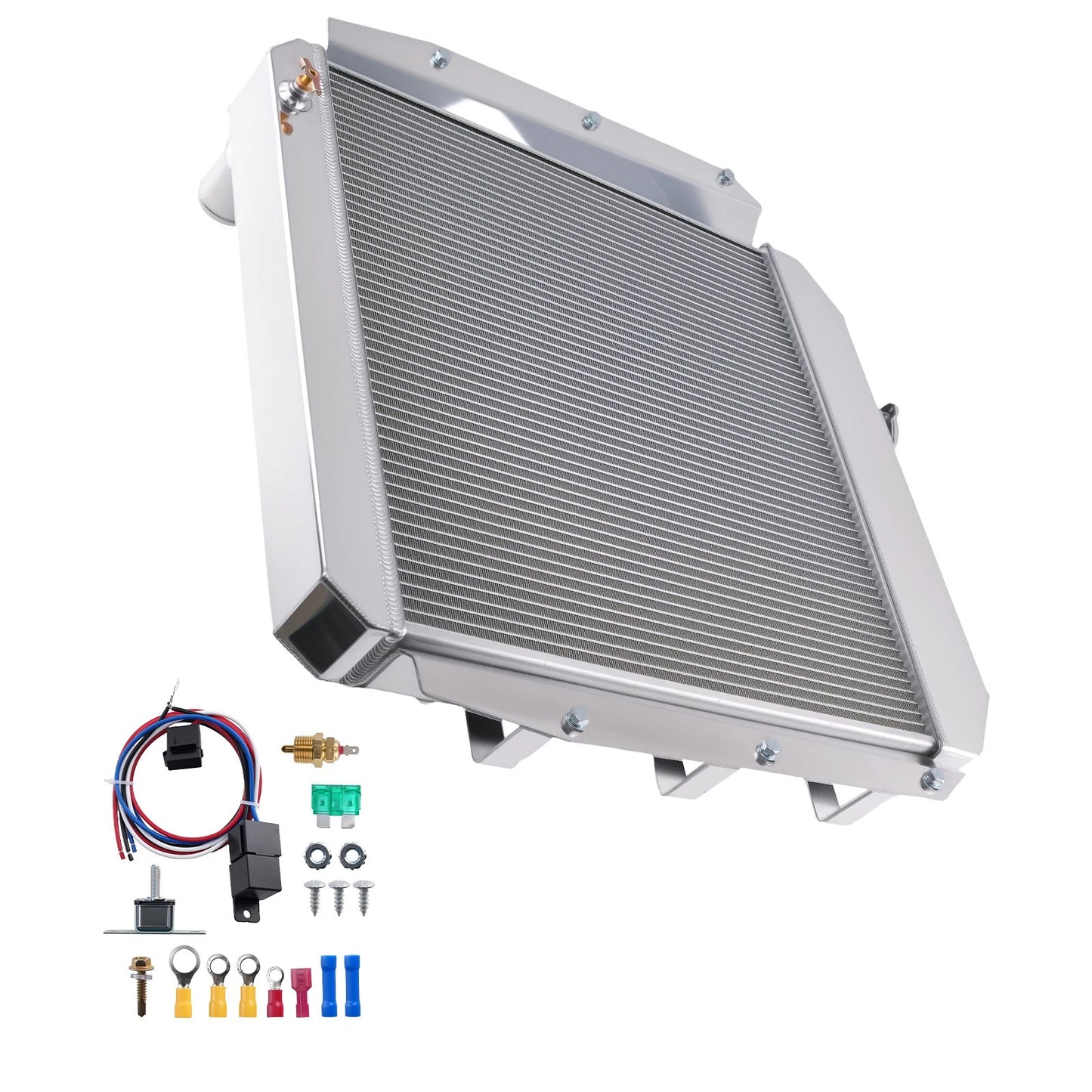 3-Row Aluminum Engine Radiator for Chevrolet 3100 (1955–1959) w/ Shroud Fan Kit