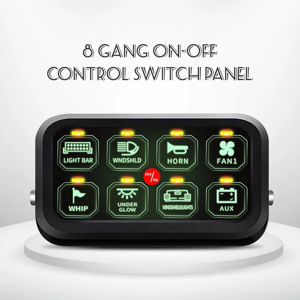 8 Gang Switch Panel for Universal Off-Road Truck UTV ATV RV (12–24V)