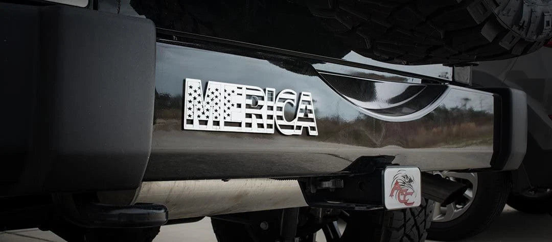 Brushed Stainless Steel Decal Emblem for MERICA Jeep Wrangler (2018–2024)