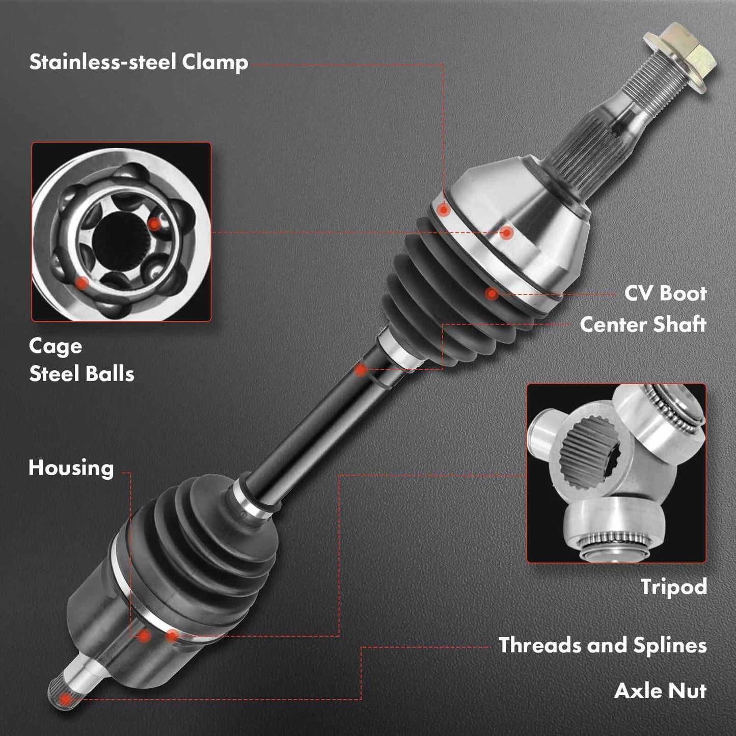 CV Axle Shaft + Wheel Hub for Buick Regal, Chevy Impala