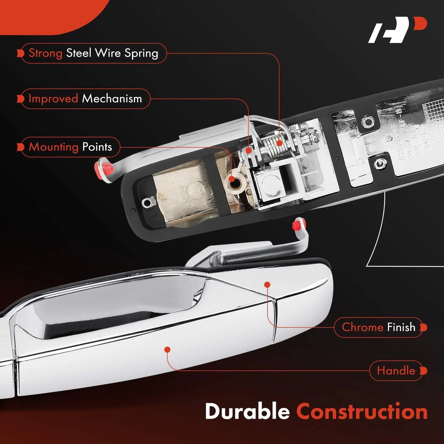 2X Rear Exterior Door Handle for Chevy Silverado GMC Sierra (2007–2014)
