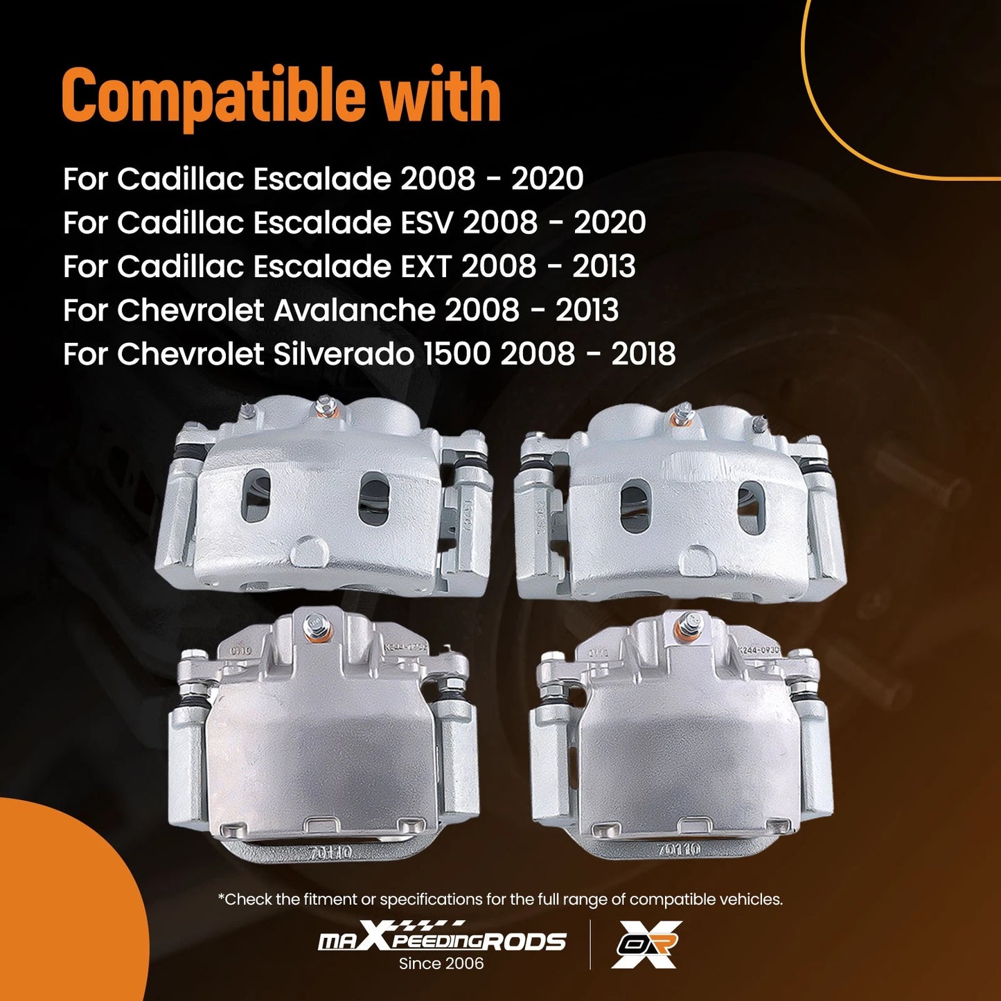 Front Rear Brake Calipers Pair for Cadillac Escalade ESV (2008–2020)