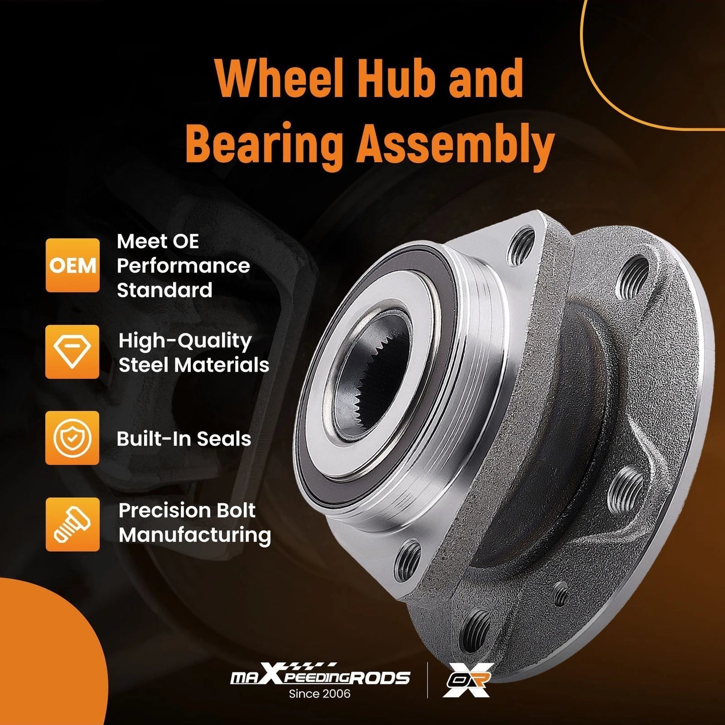 Front Wheel Bearing Hub Assembly for Audi A3 (2015–2017) 5 Stud