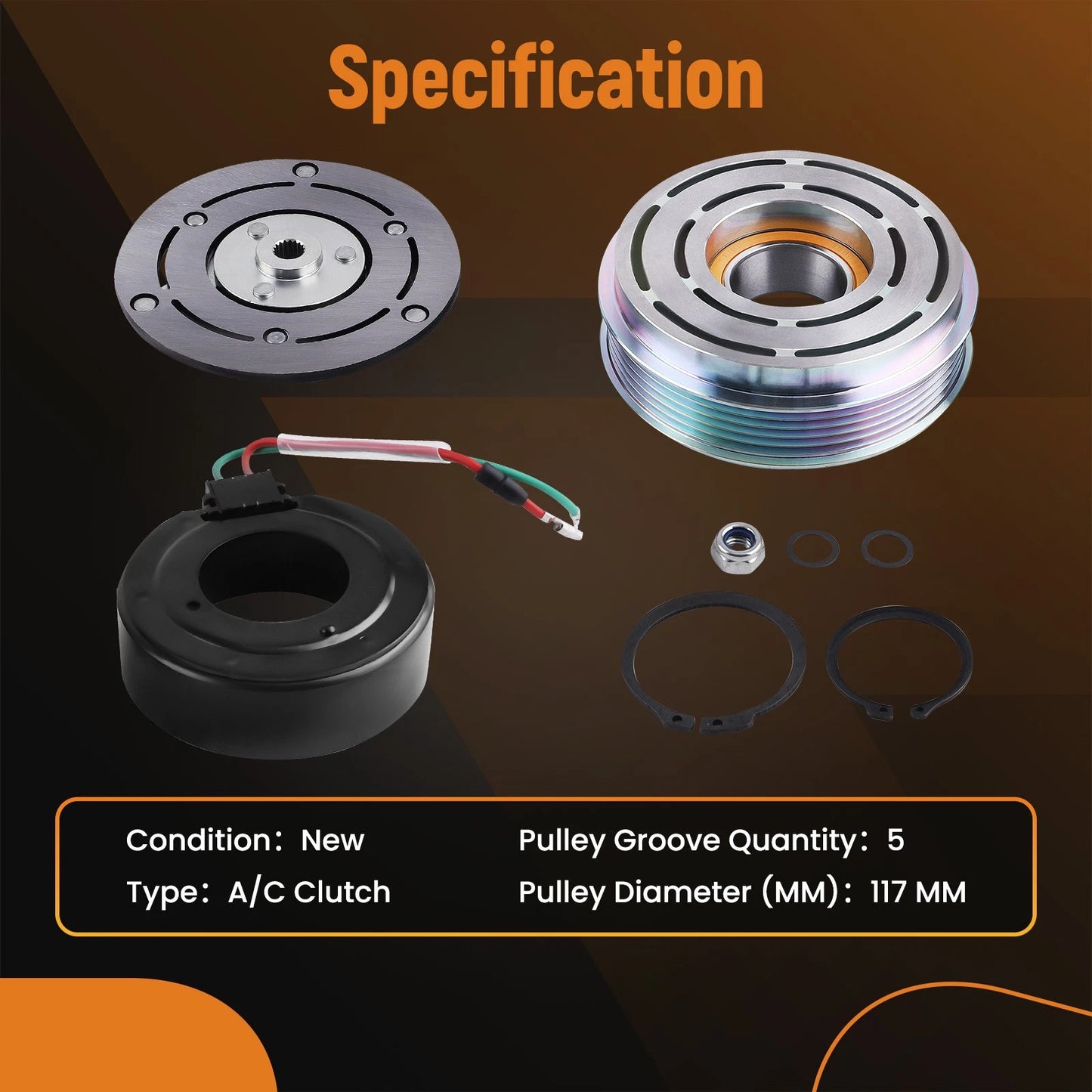 AC Compressor Clutch Kit for Honda Fit L4 1.5L (2007–2008)
