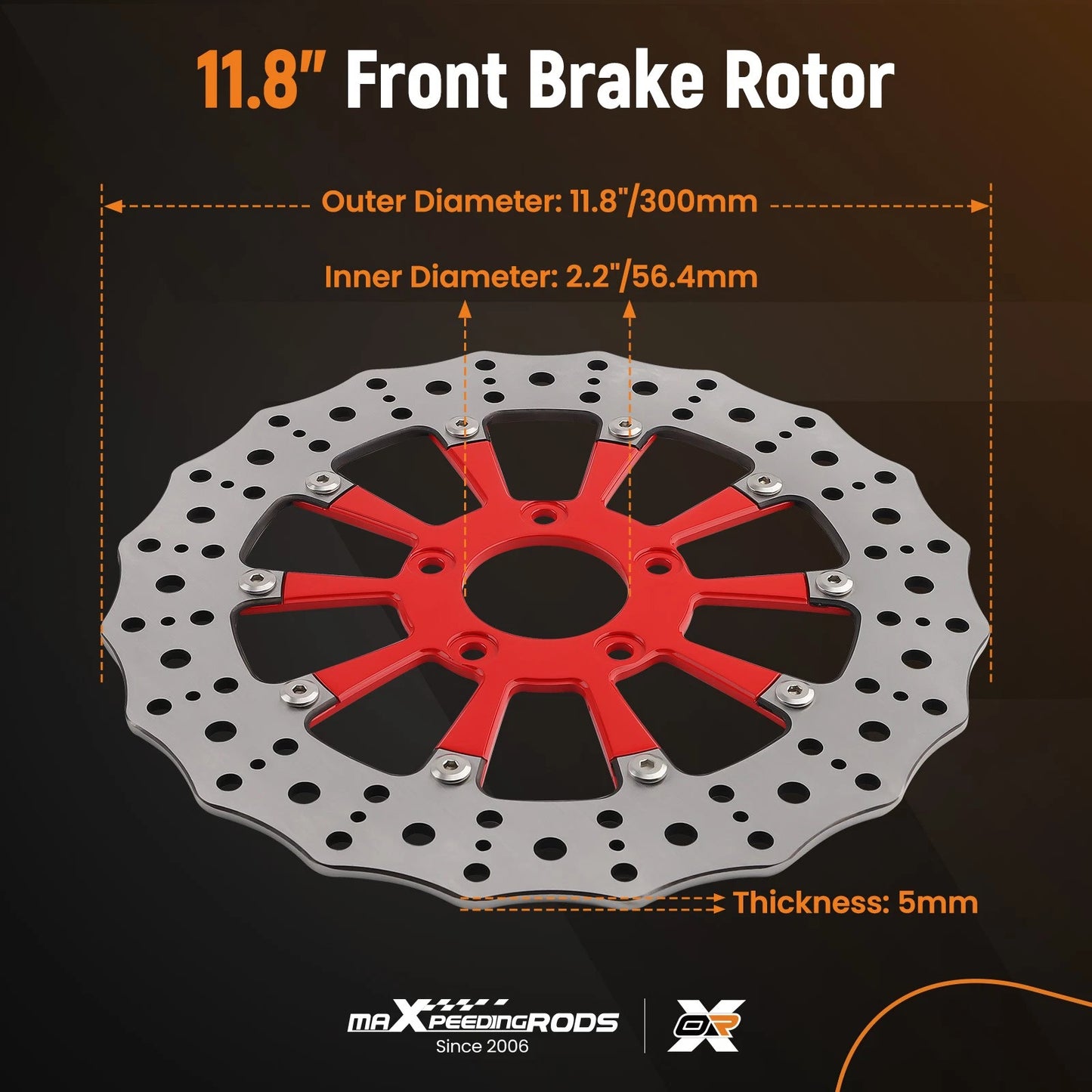 11.8" Front Brake Rotor Disc Pair for Harley Touring Trike Softail Dyna (2010–2024)