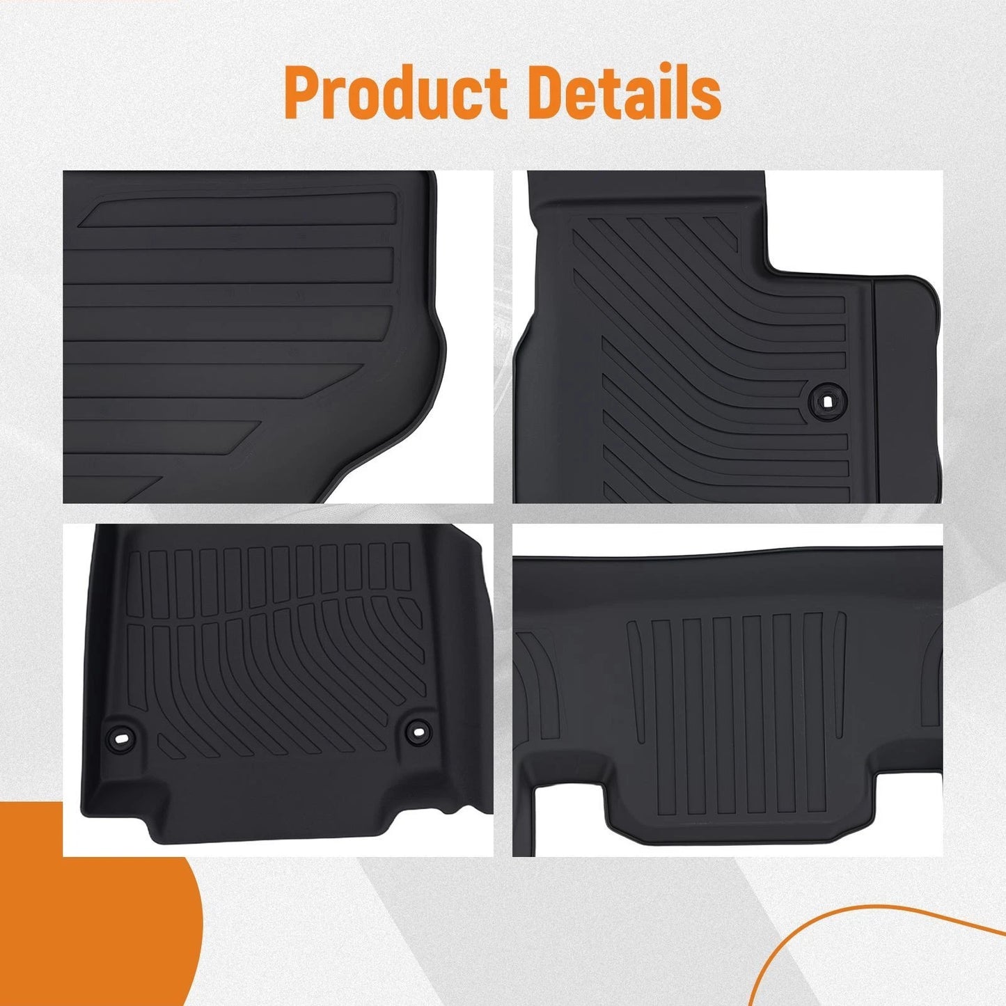 Black Custom Floor Mats for Acura MDX (2022–2025) TPE Rubber Waterproof
