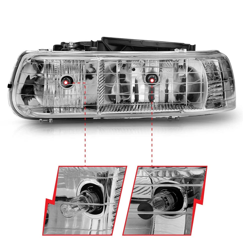Chrome Clear Lens Crystal Headlight Set for Chevrolet Suburban 1500 (2000–2006)