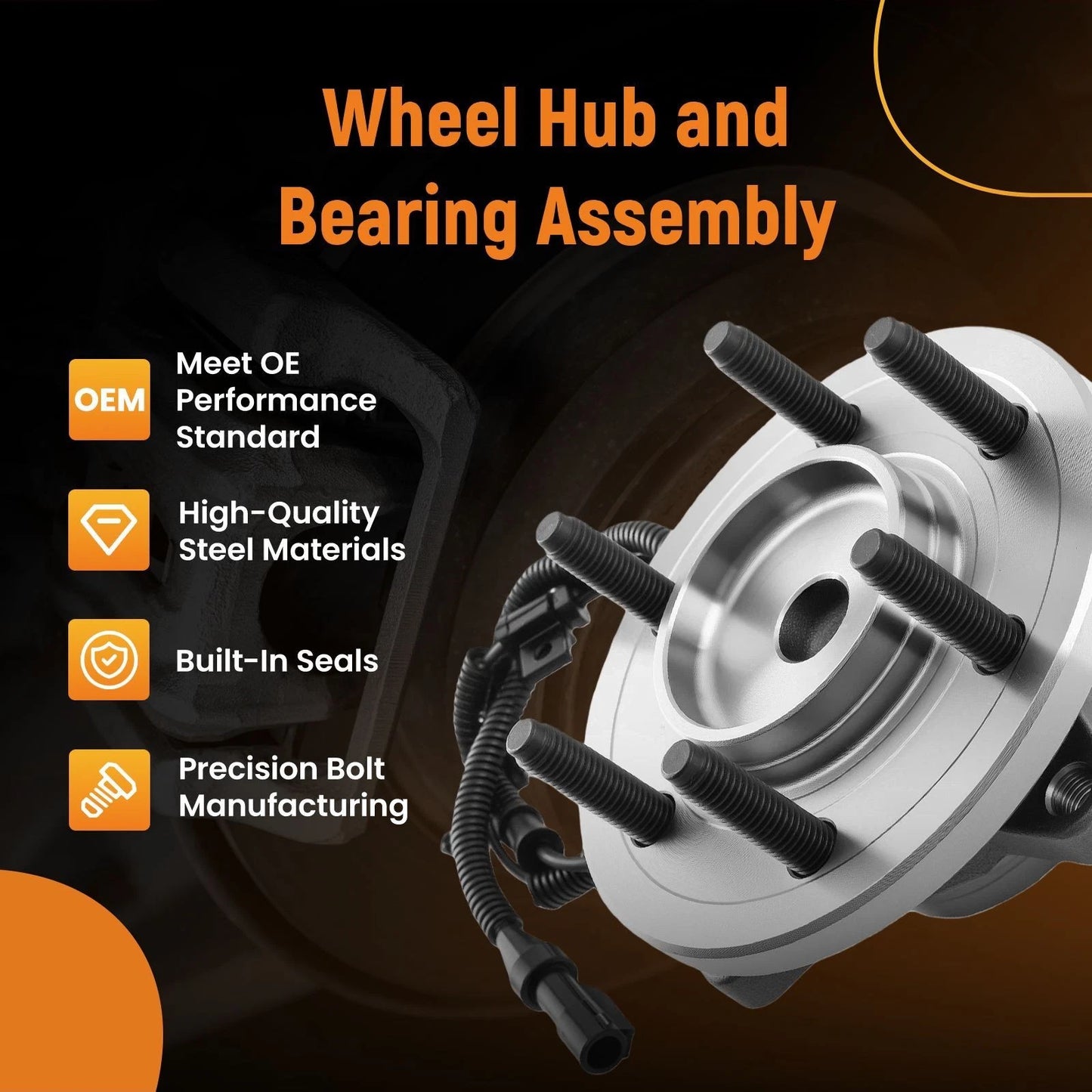 Front Wheel Hub & Bearing for Ford Expedition 2007–2010 (ABS 2WD)