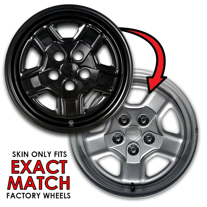 16 Inch Wheel Skins Gloss Black Replacement for Jeep Patriot (2007–2017)