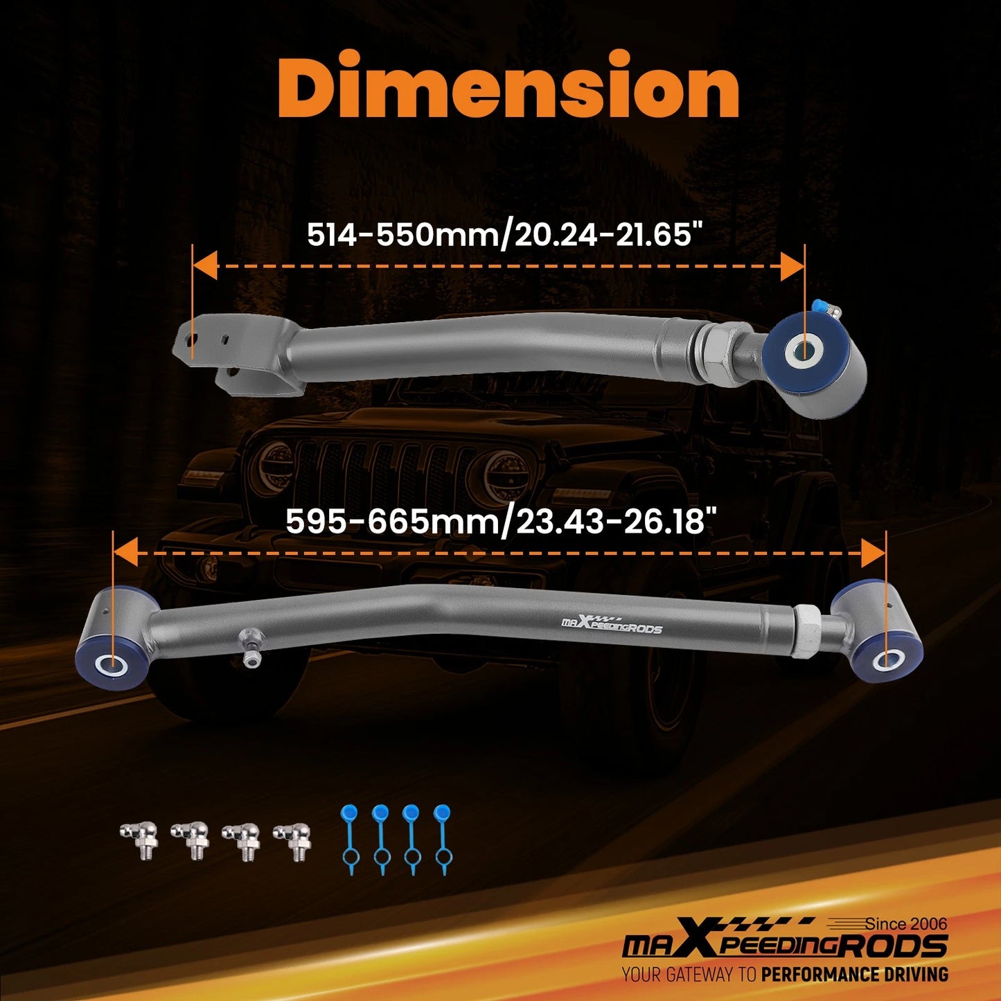 Heavy Duty Adjustable Front Control Arms for Jeep Gladiator Wrangler (2018–2025)