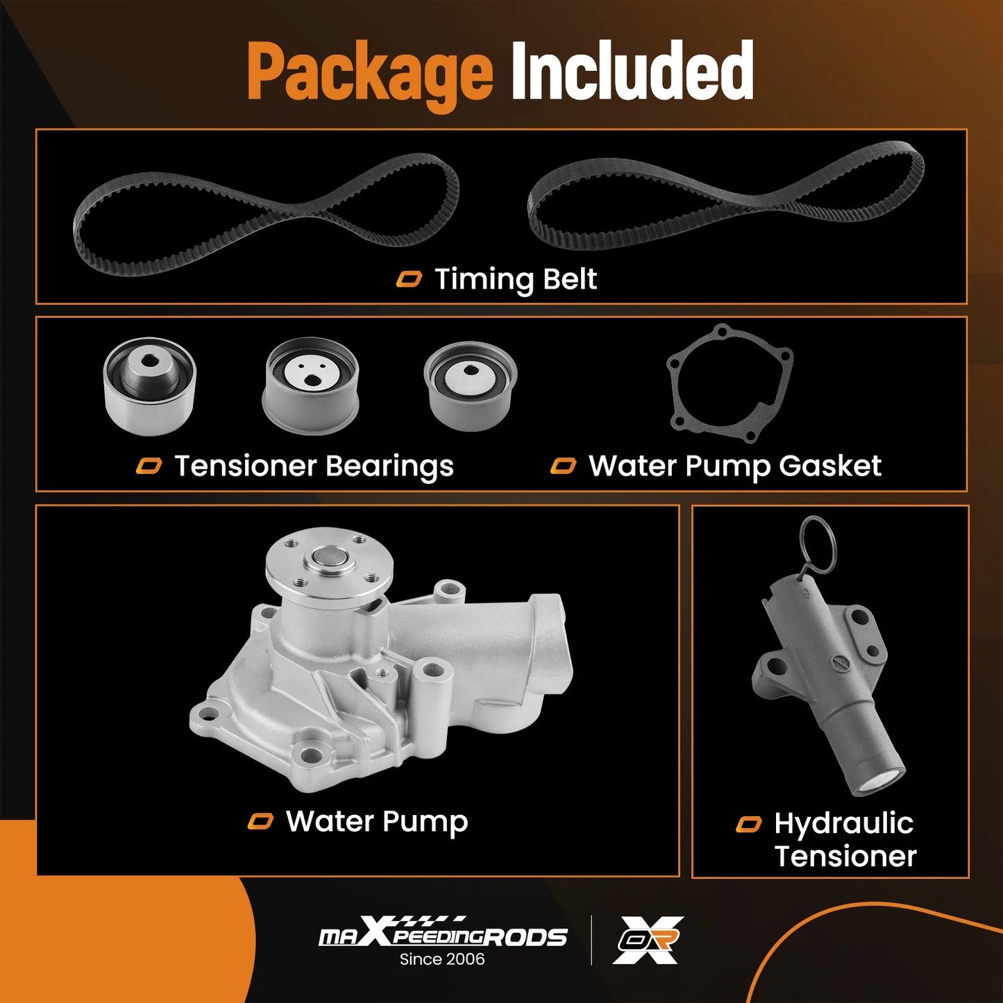 Engine Timing Belt Kit with Water Pump for Mitsubishi Outlander 2.4L (2005–2006)