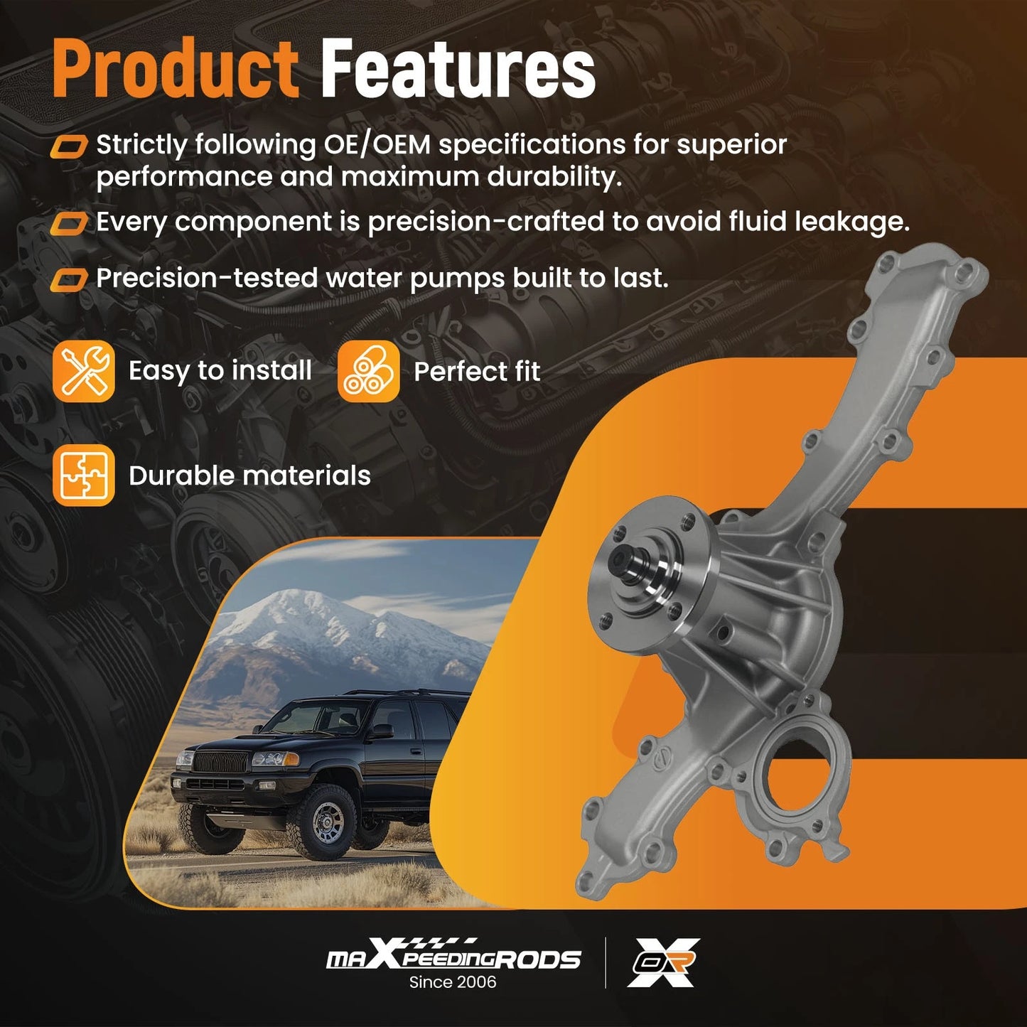 Direct Fit Water Pump for Toyota Tacoma 4.0L (2005–2015)