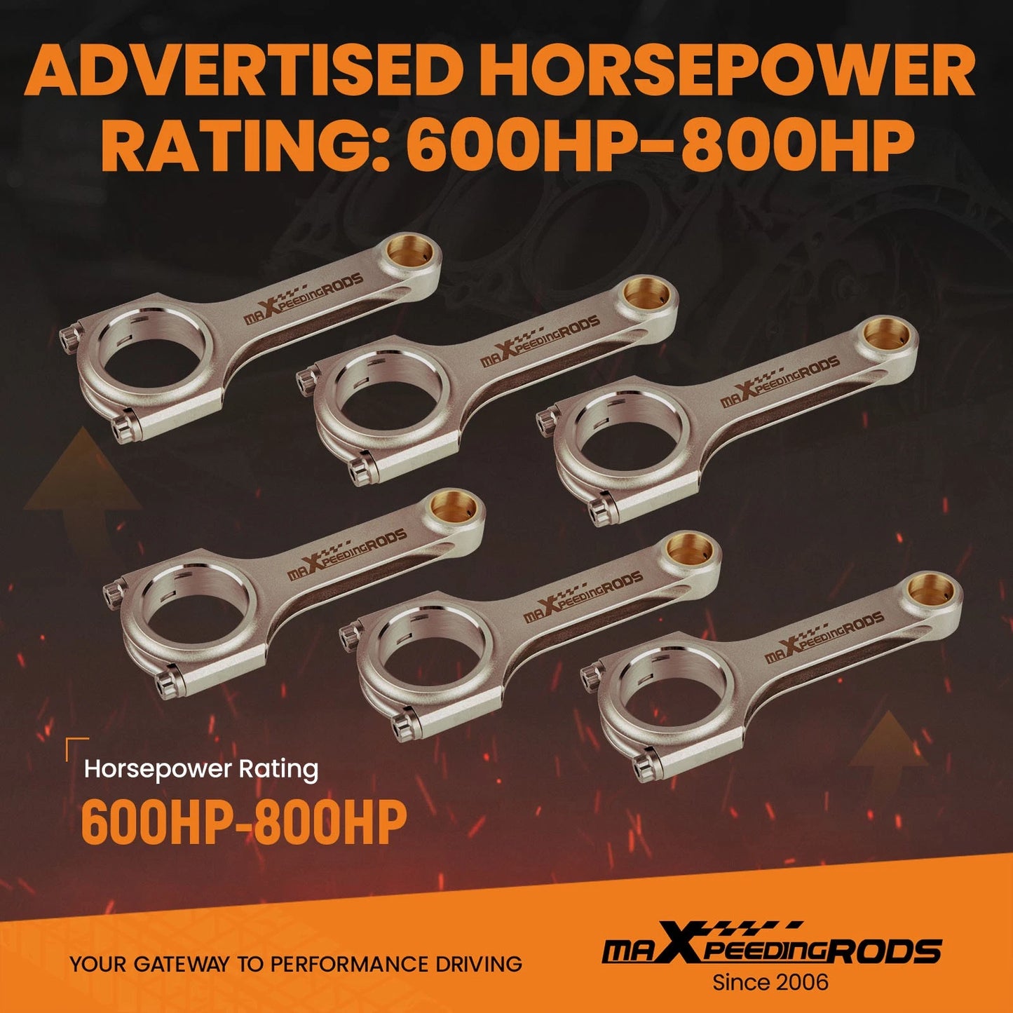 H-Beam Connecting Rods with ARP Bolts for Jeep Wrangler JK (2012–2018)