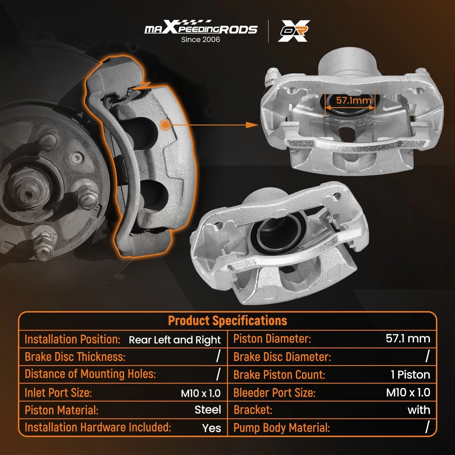 Front Disc Brake Calipers with Bracket for Honda CR-V (2002–2004)