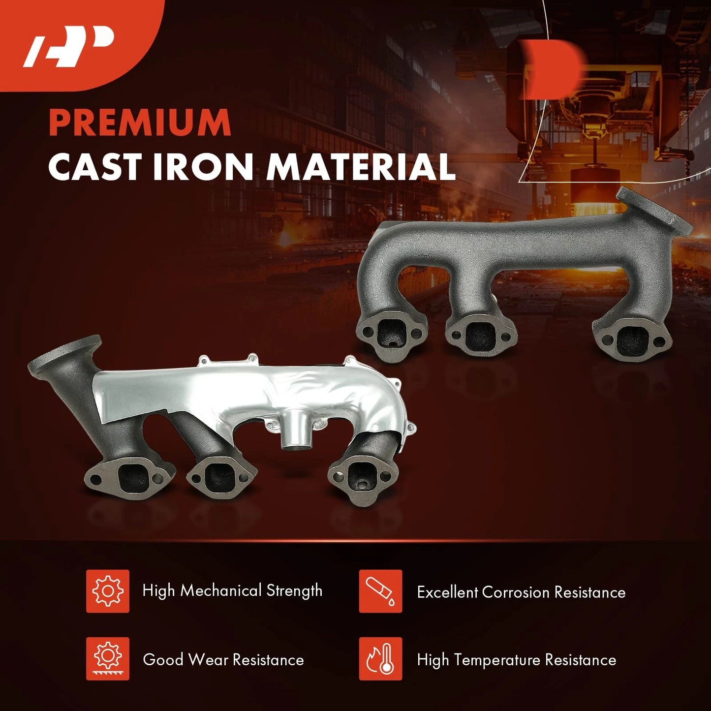 2X Exhaust Manifold with Gasket & Seal for Chevy C1500 GMC