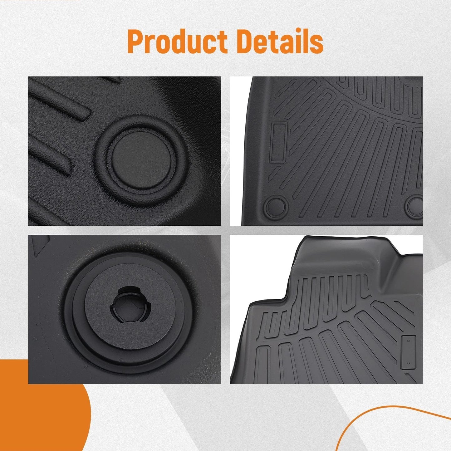 Floor Mats for Volvo XC60 (2018–2025) Black TPE All Weather