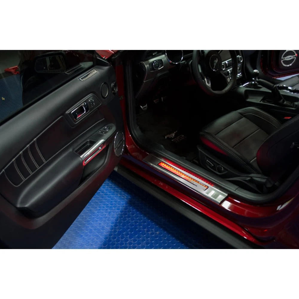 Door Sill Trim Kit with Green LED for Ford Mustang (2015–2017)