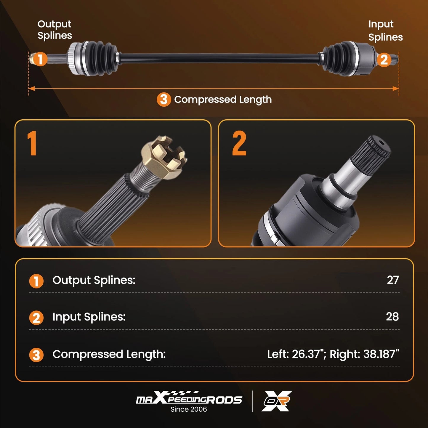 Front Left + Right CV Axle Shaft for Hyundai Sonata (2011–2014)